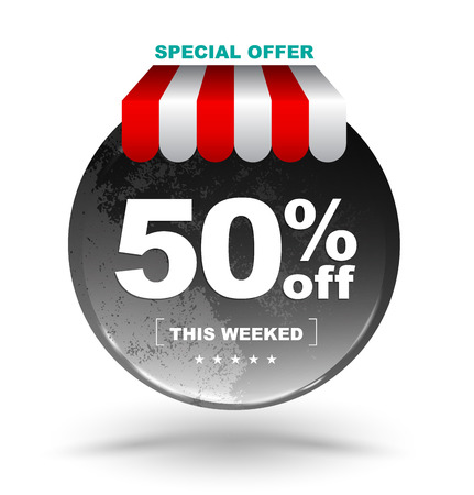 Sale circle banner  isolated. Discount offer price label, symbol for advertising campaign in retail, sale promo marketing, 50% off discount sticker,のイラスト素材