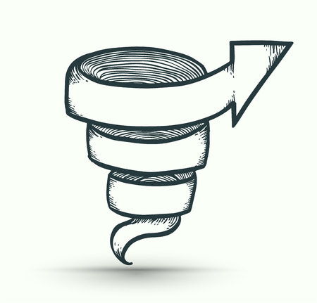 Arrow swirl drawing style. Vector illustration.のイラスト素材
