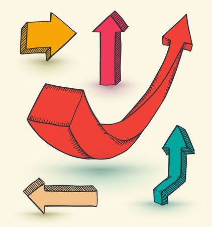 3D arrows drawn set. Vector illustration.のイラスト素材