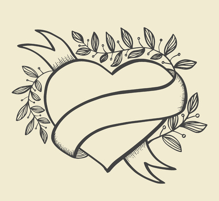 Heart banner hand drawn style for business banner. Vector illustration.のイラスト素材