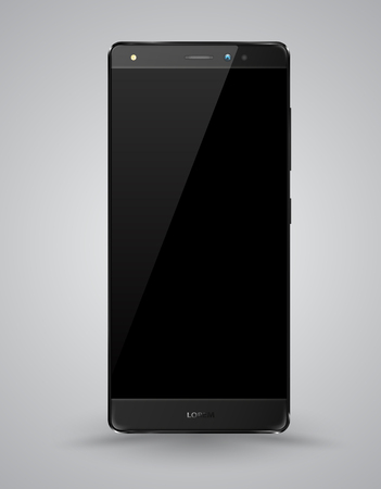 Smartphone mockup. Easy place image into screen smartphone with shiny layer. Vector illustration for printing and web element, Game and application mockup.のイラスト素材