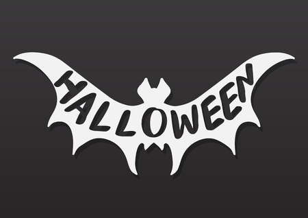 Happy Halloween vector lettering. Holiday calligraphy with bats spider and web for banner, poster, greeting card, party invitation. Isolated illustration.のイラスト素材