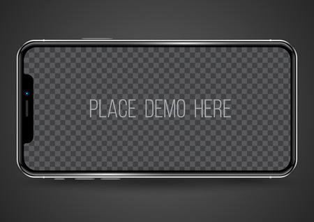 Smartphone mockup. Easy place image into screen smartphone with shiny layer. Vector illustration for printing and web element, Game and application mockup.のイラスト素材