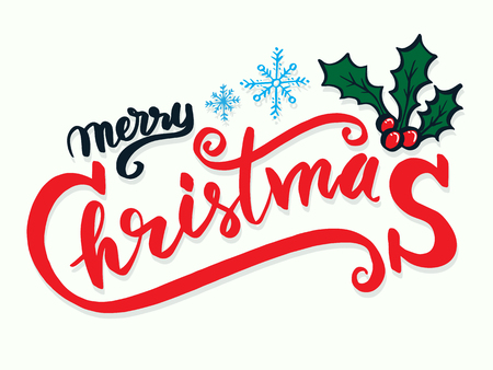 Merry Christmas lettering vector illustration for Christmas card.のイラスト素材