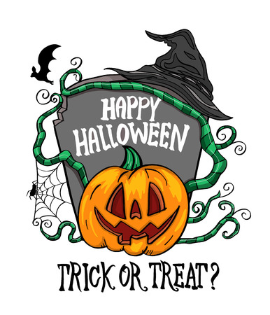 Happy Halloween vector illustration for card and invite Halloween party advertising.のイラスト素材