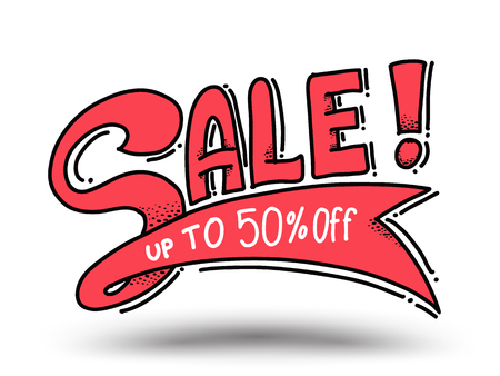 Sale up to 50 percent drawn style for promotion advertising. Vector illustration.のイラスト素材