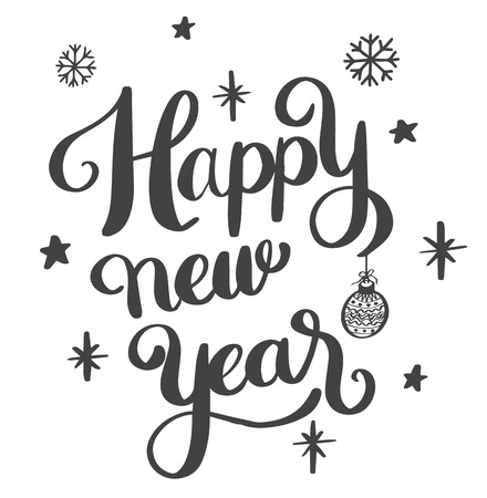 Greeting card for Christmas and Happy New Year lettering. Vector illustration.のイラスト素材