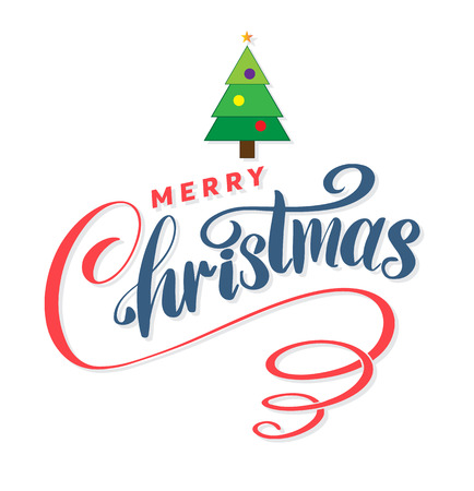 Greeting card for Christmas and Happy New Year lettering. Vector illustration.のイラスト素材