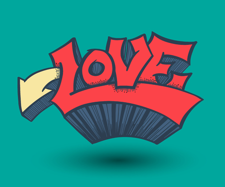 Love with hearts drawn for love concept wedding and valentine. Vector illustration.のイラスト素材