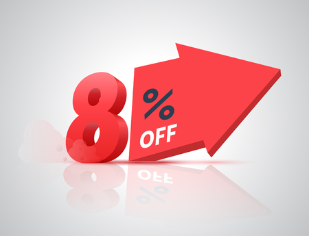3D number with big arrow for sale banner promotion. Vector illustration.のイラスト素材