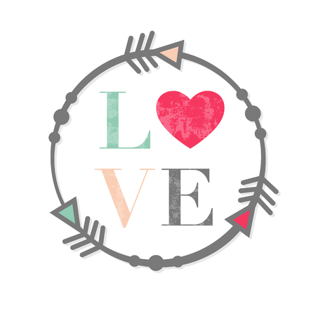 Love drawing 3D style with heart arrow. Vector illustration for love concept wedding and valentine.のイラスト素材