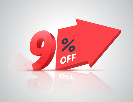 3D number with big arrow for sale banner promotion. Vector illustration.のイラスト素材