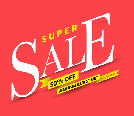 Super sale banner for business promotion advertising. Vector illustration.のイラスト素材