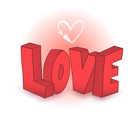Love drawing 3D style with heart arrow. Vector illustration for love concept wedding and valentine.のイラスト素材