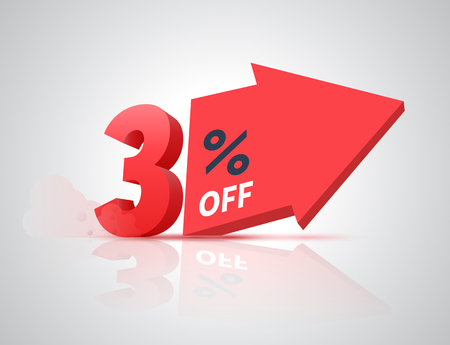 3D number with big arrow for sale banner promotion. Vector illustration.のイラスト素材