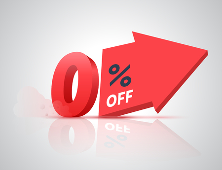 3D number with big arrow for sale banner promotion. Vector illustration.のイラスト素材