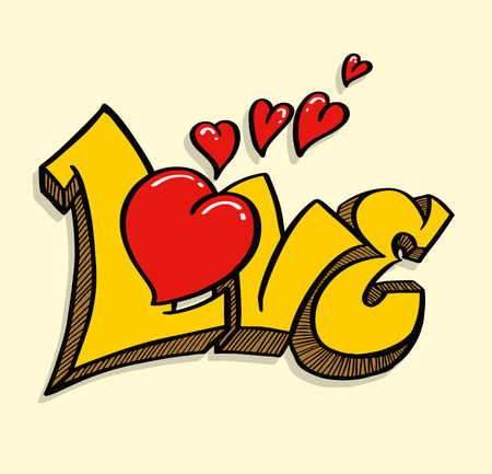 Love with hearts drawn for love concept wedding and valentine. Vector illustration.のイラスト素材