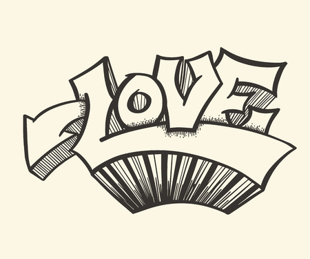 Love with hearts drawn for love concept wedding and valentine. Vector illustration.のイラスト素材