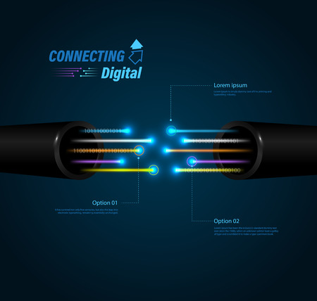 Fiber optic connection for  business communication  on network technologyのイラスト素材