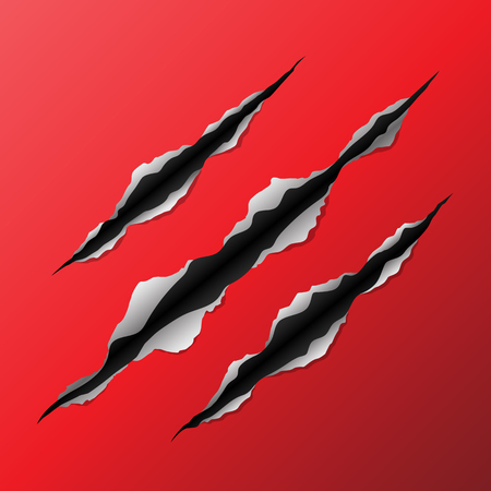 Claw scratches on red background Vector illustration.のイラスト素材