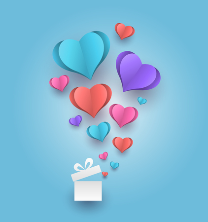 Hearts abstract paper style vector illustration for love background and greeting card.のイラスト素材