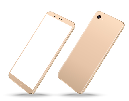 Smartphone mockup. Easy place image into screen smartphone with shiny layer. Vector illustration for printing and web element, Game and application mockup.のイラスト素材