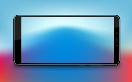 Smartphone mockup. Easy place image into screen smartphone with shiny layer. Vector illustration for printing and web element, Game and application mockup.のイラスト素材