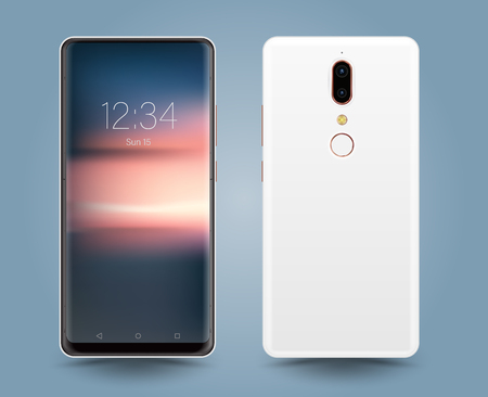 Smartphone mockup. Easy place image into screen smartphone with shiny layer. Vector illustration for printing and web element, Game and application mockup.のイラスト素材