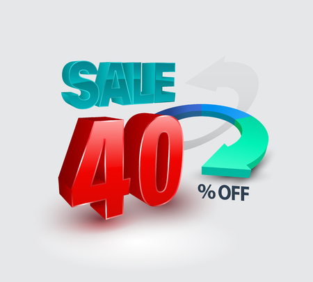Sale banner percent 3D style. Vector illustration for promotion advertising.のイラスト素材