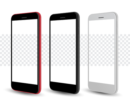 Smartphone mockup transparent screen for easy place demo. Vector illustration for technology mobile phone.のイラスト素材