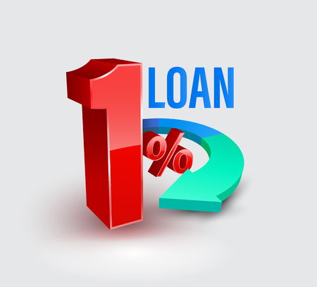 Loan one percent with arrow. Vector illustration for business loan.のイラスト素材