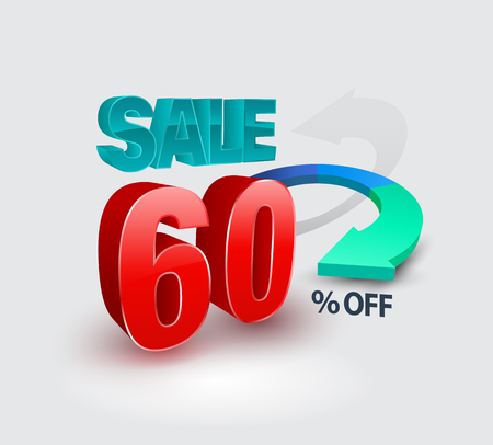 Sale banner percent 3D style. Vector illustration for promotion advertising.のイラスト素材