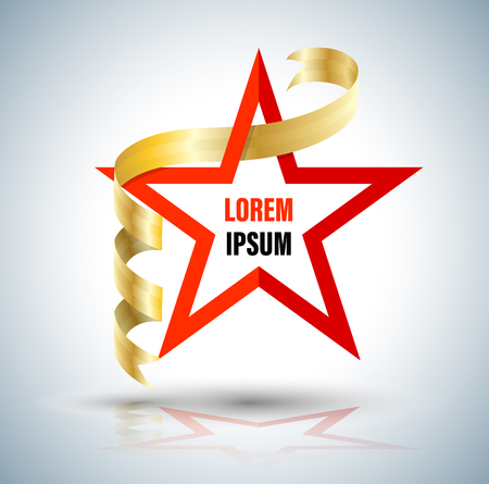 Banner geometry collection with gold ribbon. Vector illustration for business advertising element and event holiday.のイラスト素材