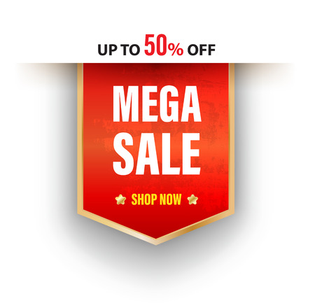 Mega sale banner vector illustration for promotion advertising.のイラスト素材