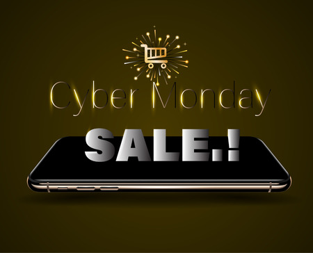 Cyber Monday Sale with smartphone for promotion advertising.のイラスト素材