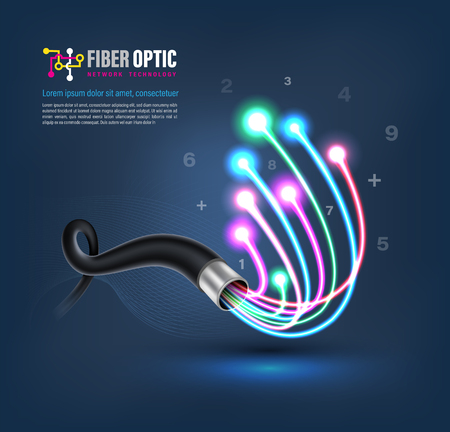 Fiber optic cable connecting concept for technology communication. Vector illustration for network conceptual.のイラスト素材