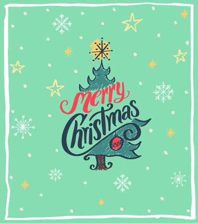 Merry Christmas greeting card. Vector illustration.のイラスト素材