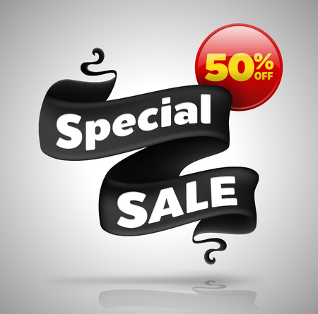Special sale banner fifty percent off. Vector illustration for promotion advertising.のイラスト素材