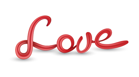 Love 3d lettering vector illustration for love concept and valentine's card.のイラスト素材