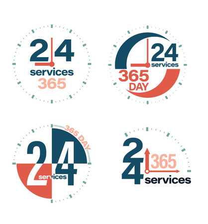 24 hours open customer service collection. Vector illustration.のイラスト素材