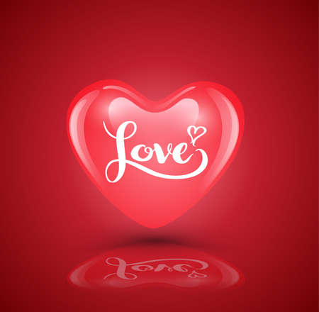 Heart with love lettering. Vector illustration for love concept valentine and wedding.のイラスト素材