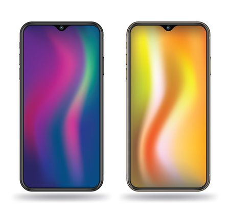 Realistic smartphone mockups. Stock vector illustration web element, Game demo and application mockup and  easy place demo into screen.のイラスト素材