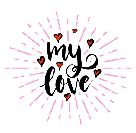 My love lettering with heartsのイラスト素材