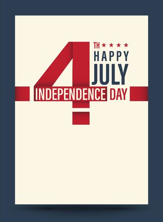4th of July red ribbon with USA star. Vector  illustration.のイラスト素材