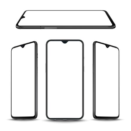 Smartphone mockup vector new realistic mobile phone smartphone collection  mockups easy remove screen vector illustration for printing game and web element.のイラスト素材