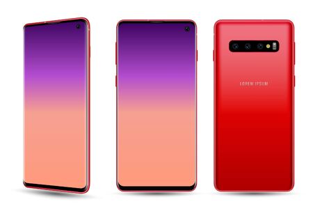 Smartphone mockup vector new realistic mobile phone smartphone collection  mockups easy remove screen vector illustration for printing game and web element.のイラスト素材