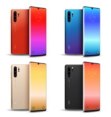 Smartphone mockup vector new realistic mobile phone smartphone collection  mockups easy remove screen vector illustration for printing game and web element.のイラスト素材