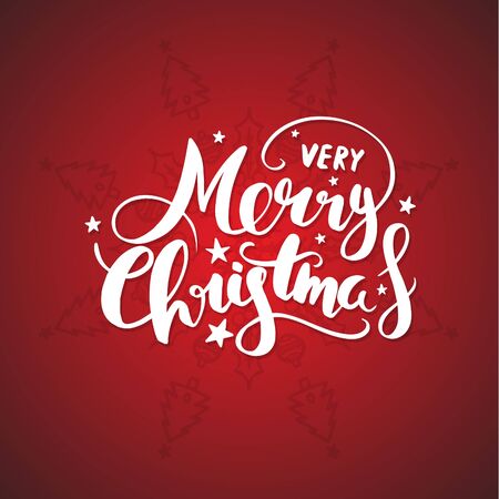 Merry Christmas and Happy New Year text for invitation and greeting card, prints and posters. Hand drawn calligraphic designのイラスト素材