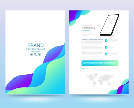 Template annual report brochure flyer design modern style. vector illustration, Use for Leaflet cover presentation abstract flat background, layout in A4 sizeのイラスト素材
