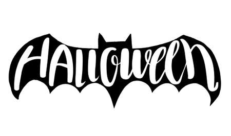 Halloween lettering on bat vector illustration for halloween party , halloween element invitation card, poster, and print stickerのイラスト素材